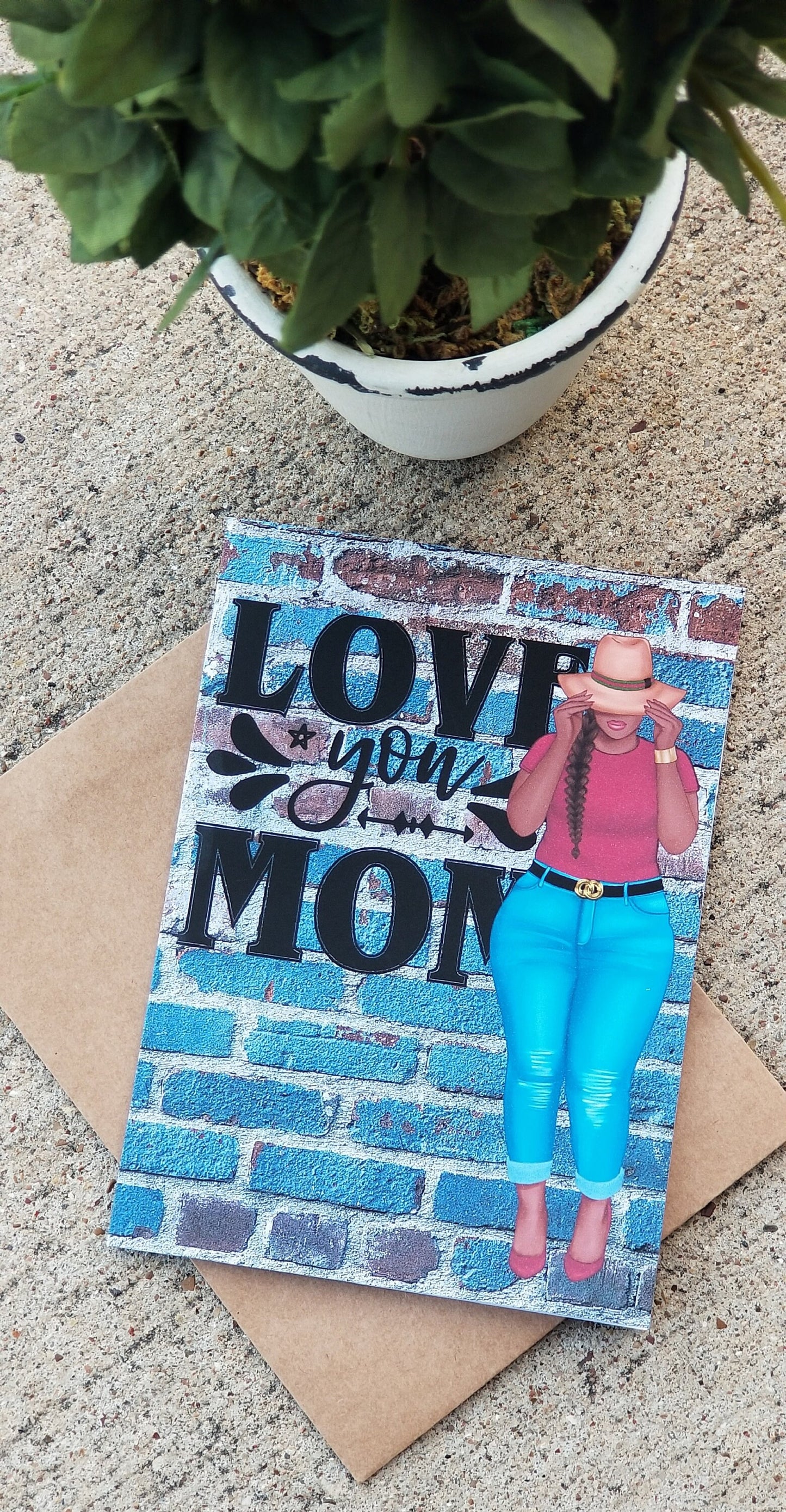 African American Mother's Day Greeting Card, Black Greeting Card, Black Woman Card, Love You Mom, Handmade Cards 7.50