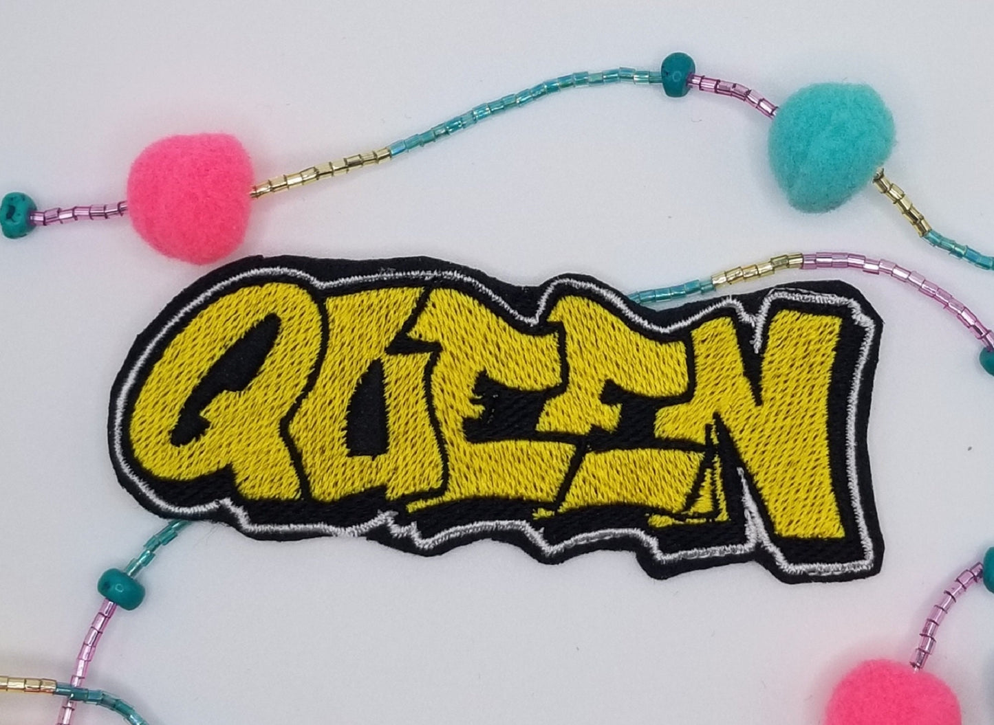 Queen Sew On Embroidery Patch for Jeans Jacket or Croc shoe Designs, Embroidered Patch, Black Queen Patch 5.00
