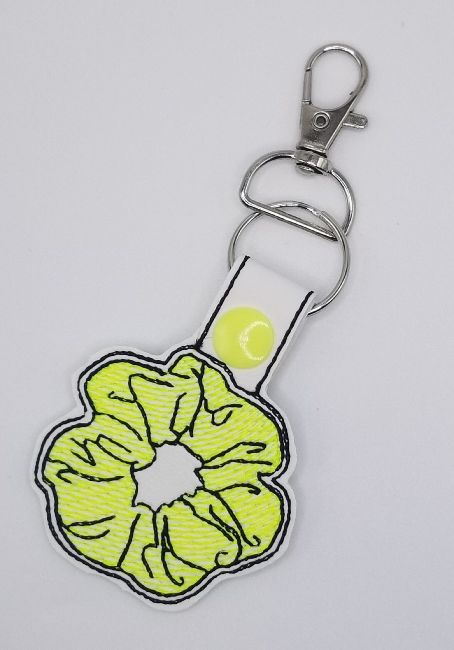 Scrunchie Key Fob Embroidered in Pink, purple lavender, and other Colors. Ready for your Keys. 5.00