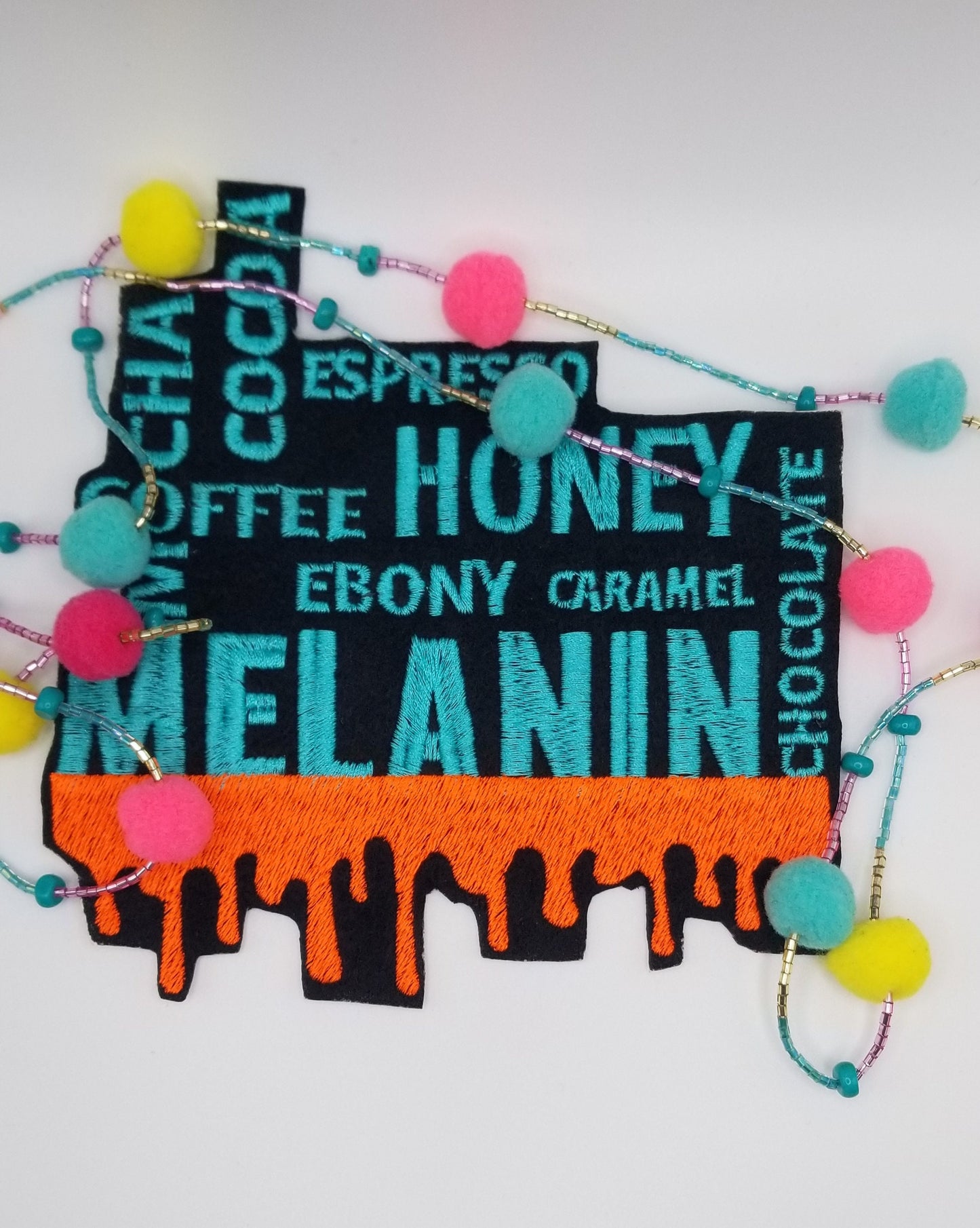 Melanin Large Honey Ebony Caramel Coffee Sew On Embroidery Patch with Iron on backing. Patch for Jeans Jacket Designs, ***12.00