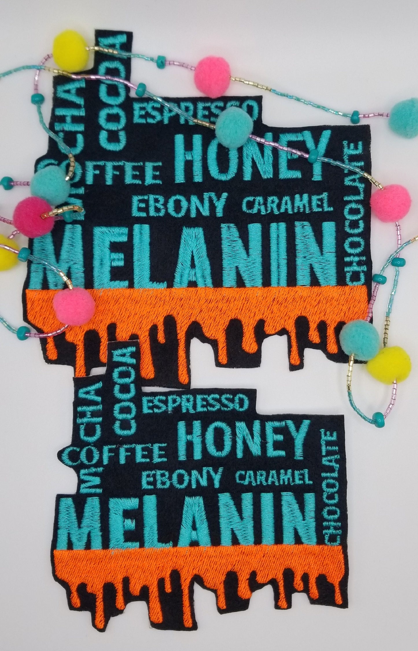 Melanin Medium Honey Ebony Caramel Coffee Sew On Embroidery Patch with Iron on backing or placement, Jeans Jacket Designs, *9.50*
