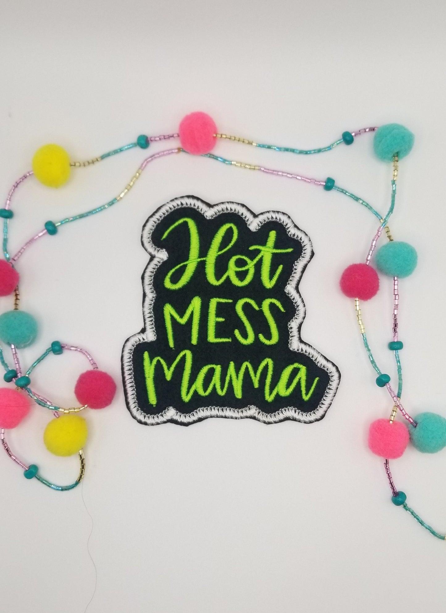 Hot Mess Mama Embroidery Patch, Fun Mom and Grandma Sew On Patch, Funny Mom Gift Applique for Jackets, Bags & Hats
