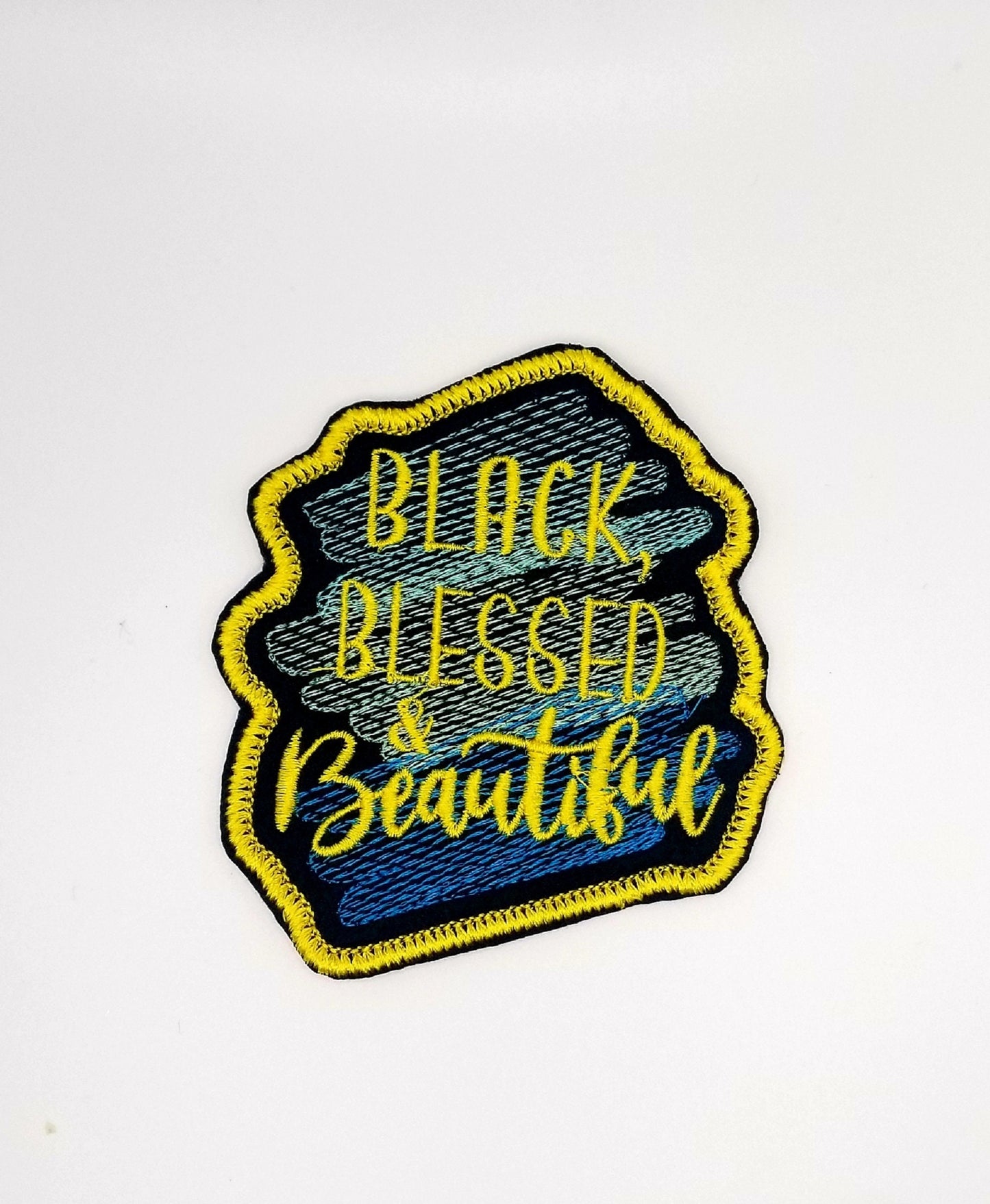 Black, Blessed, & Beautiful Iron On Embroidery Patch for Jeans, Jacket Designs, Popping Colors 11.00