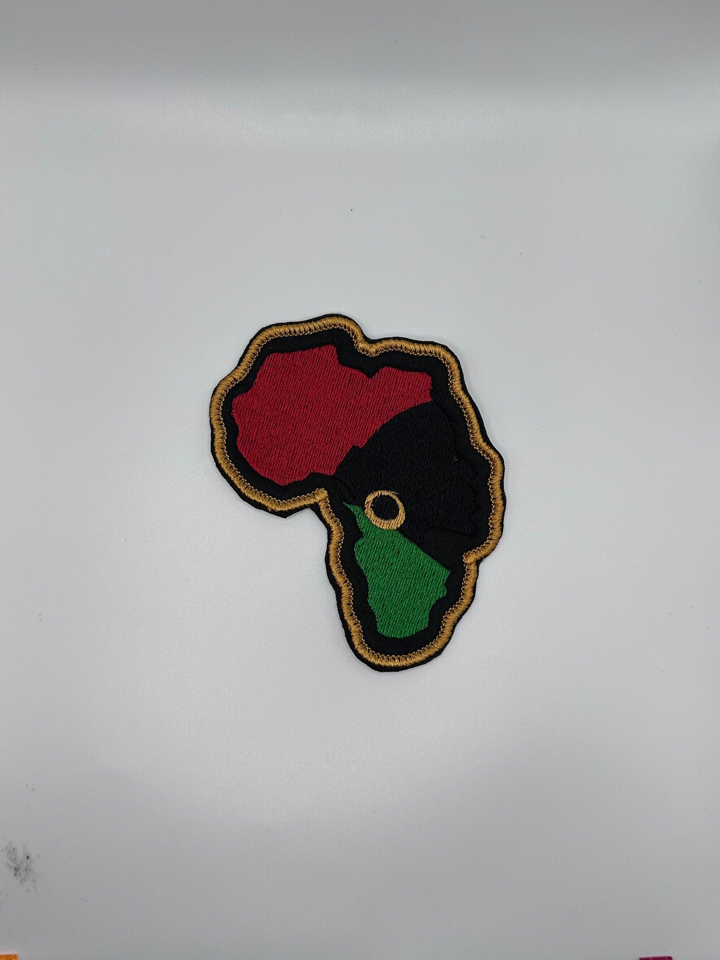 African Ethnic Woman in the Shape of Africa. Satin Border, Black Woman Patch, Jean Jacket Embroidery, Tote bags, 7.22