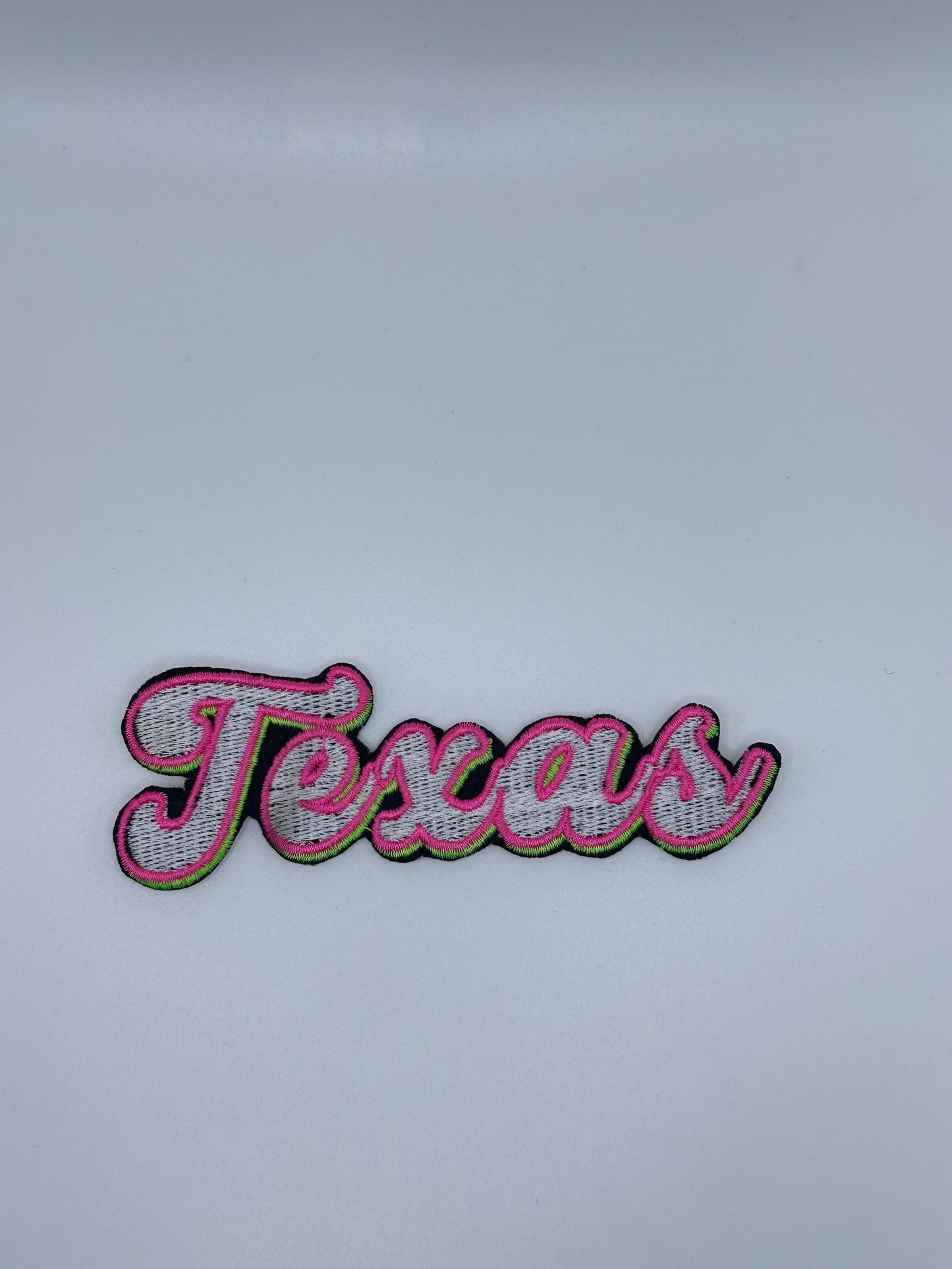 Texas Embroidery Sew On Patch with adhesive backing for placement. Pink and Blue designs 6.22