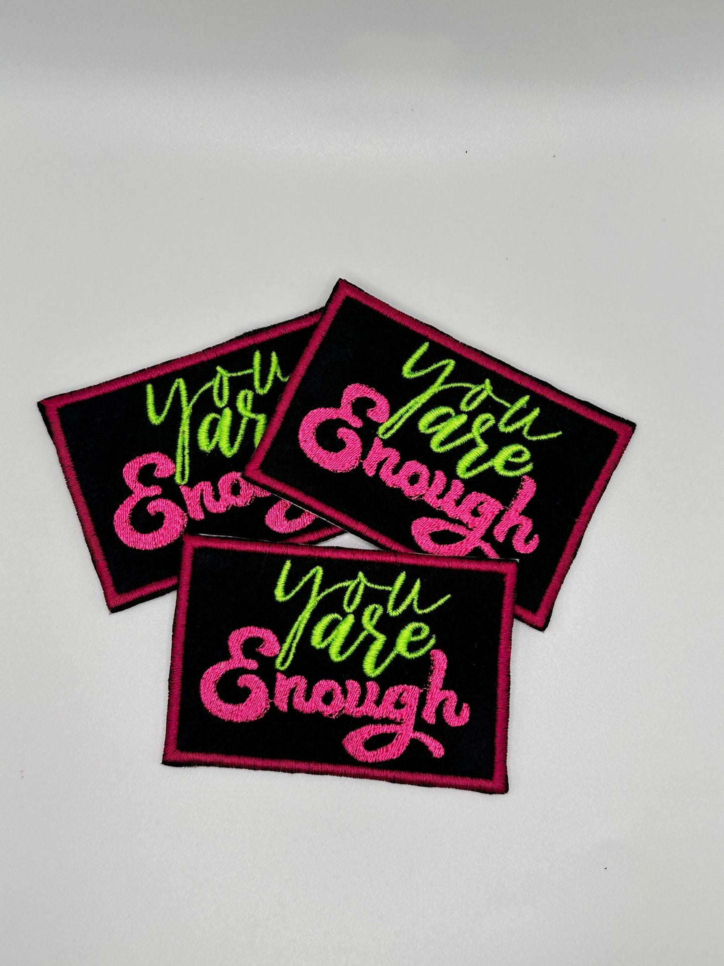 You are ENOUGH Embroidery Patch. This Sew On Patch with adhesive packing says it All. 2 Colors Available 6.19
