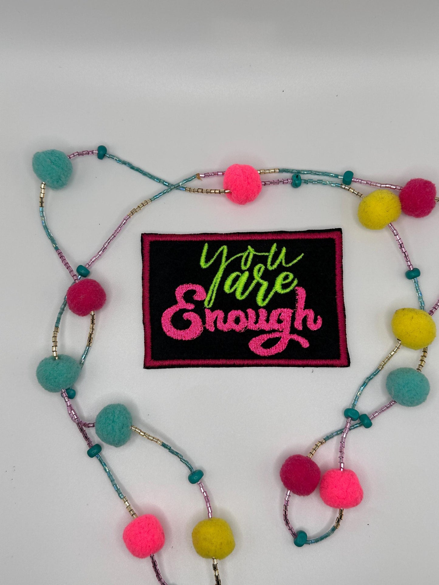 You are ENOUGH Embroidery Patch. This Sew On Patch with adhesive packing says it All. 2 Colors Available 6.19