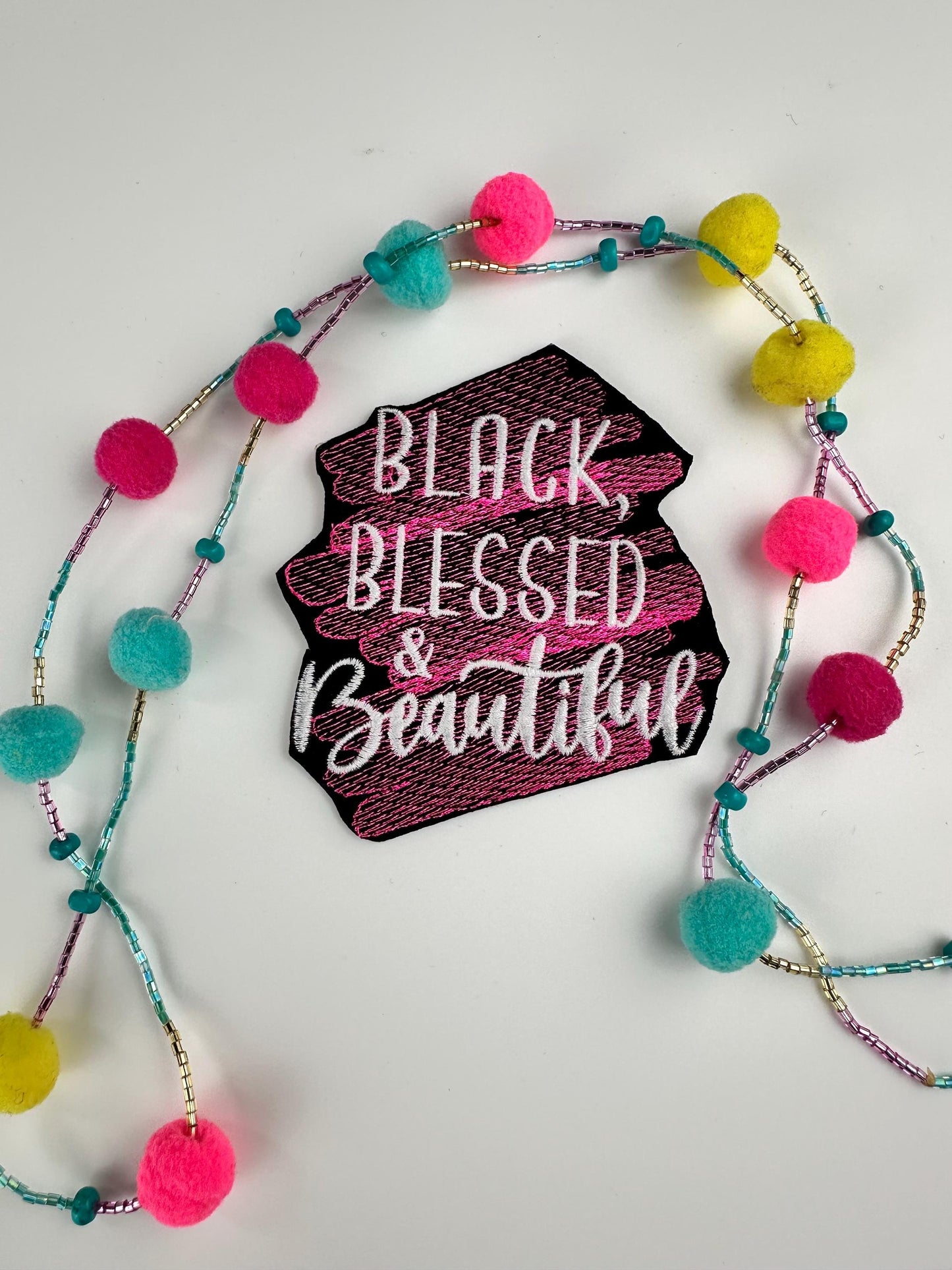 Black, Blessed, & Beautiful 'SOLIDS' Sew On Embroidery Patch for Jeans, Jacket Designs, Faith based patch, Black Queen Patch 9.98
