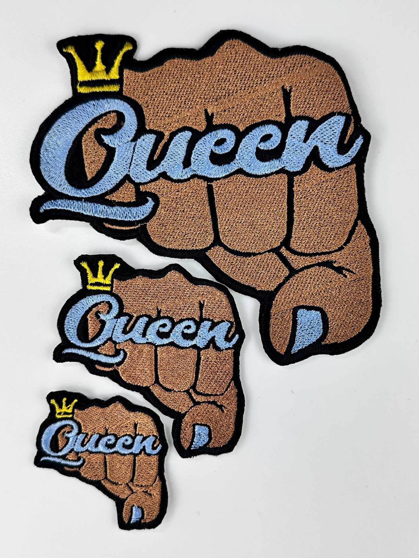 Queen Fist "LARGE" (SEE PHOTOS) Embroidery Sew on patch with adhesive backing. Great for Jeans Jacket Designs, Black Queen Patch 12.00