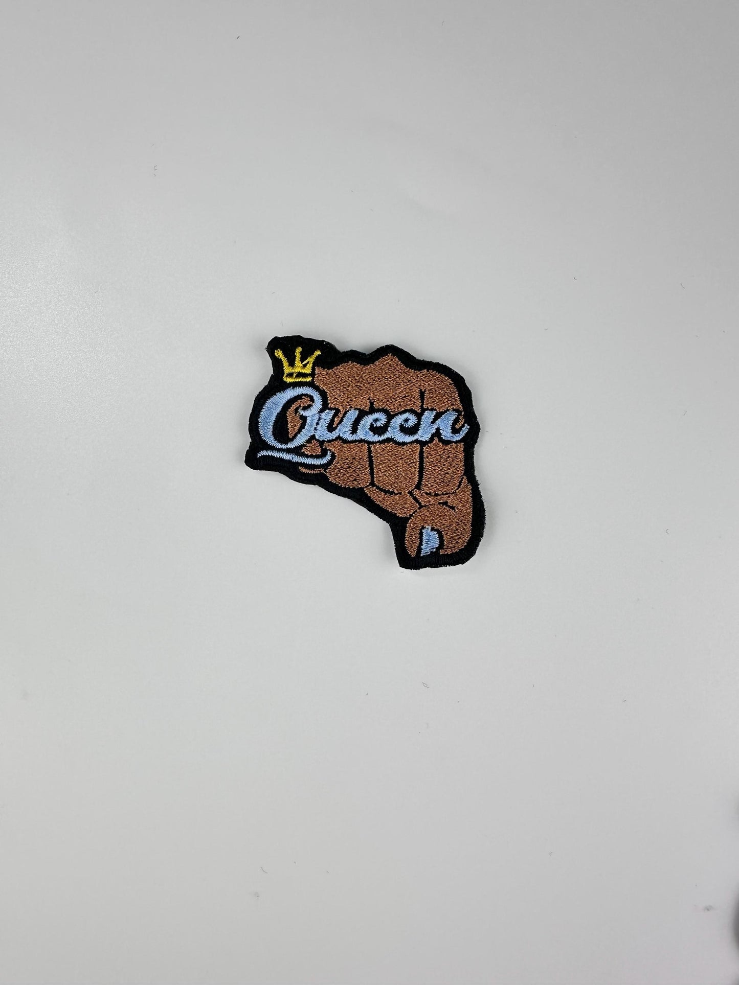 Queen Fist Mini Embroidery Patch, 2" Sew-On Patch with Adhesive Backing, Black Queen Patch for Crocs, Jeans, Jackets, Bags & Hats