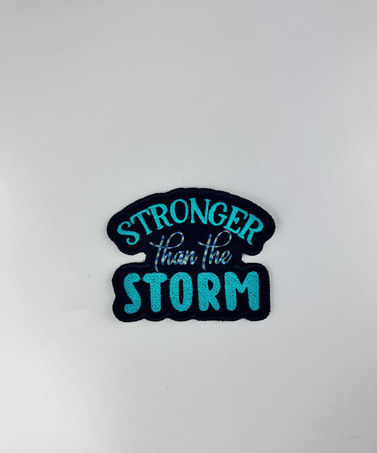 Stronger Than the storm Embroidery Patch, Sew on with Iron on Adhesive for placement, Christian patch Faith Patch, 9.75