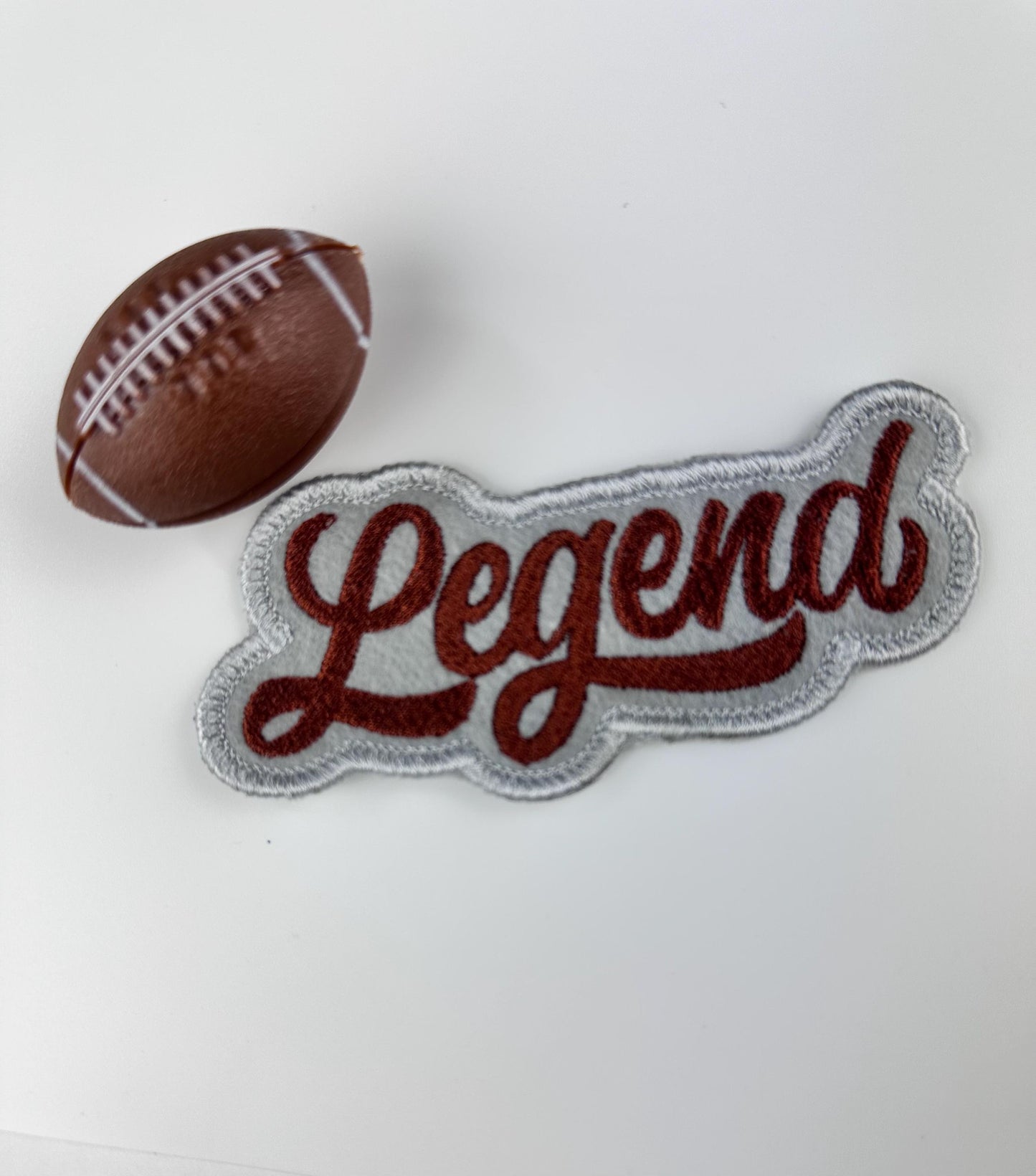 LEGEND embroidery patch. Brown and Gray. Iconic, Vintage, Ancestor embroidery, 6.25
