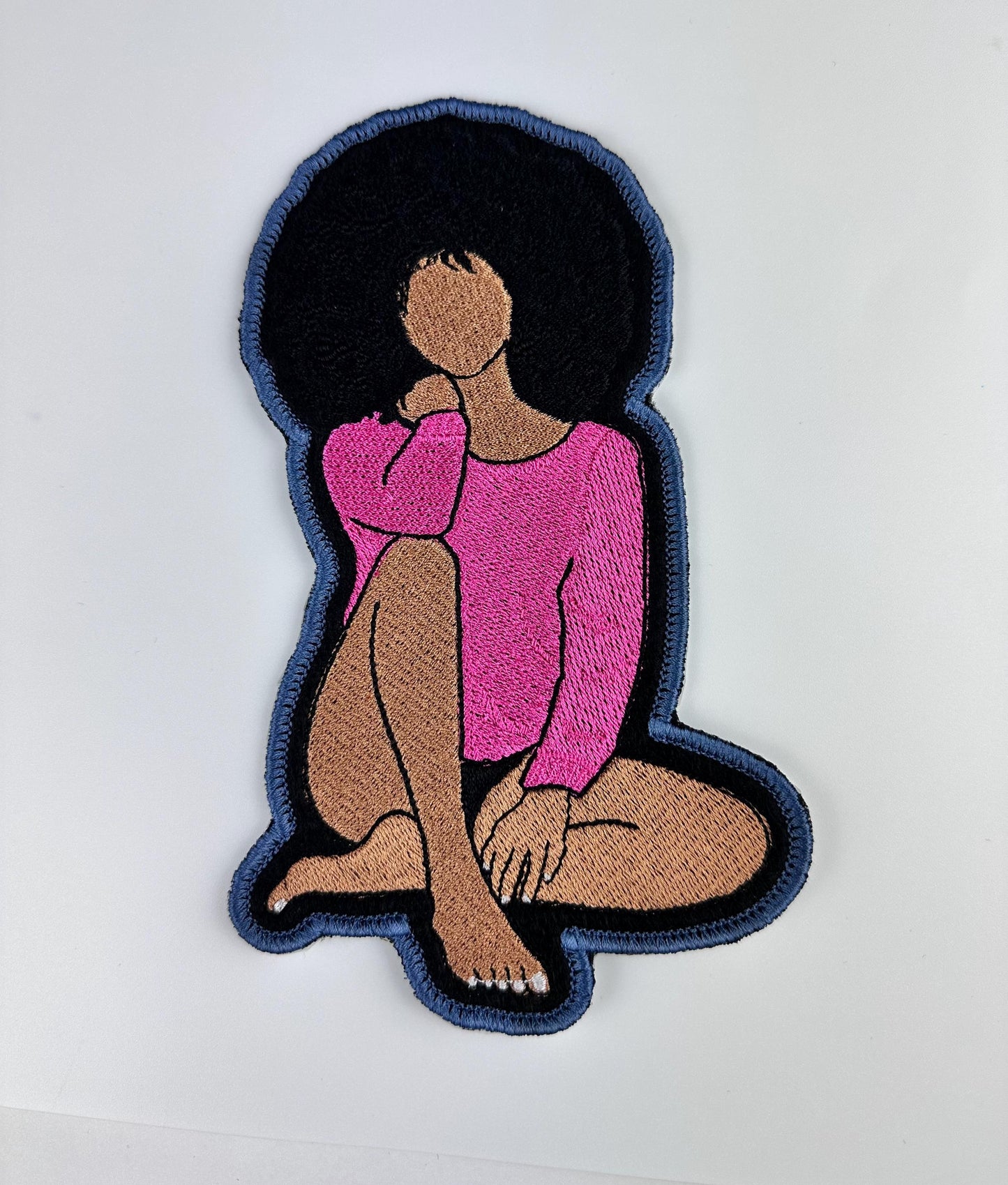 Self Love Club Embroidery Patch: Afro Woman, Sew on 3D black Woman