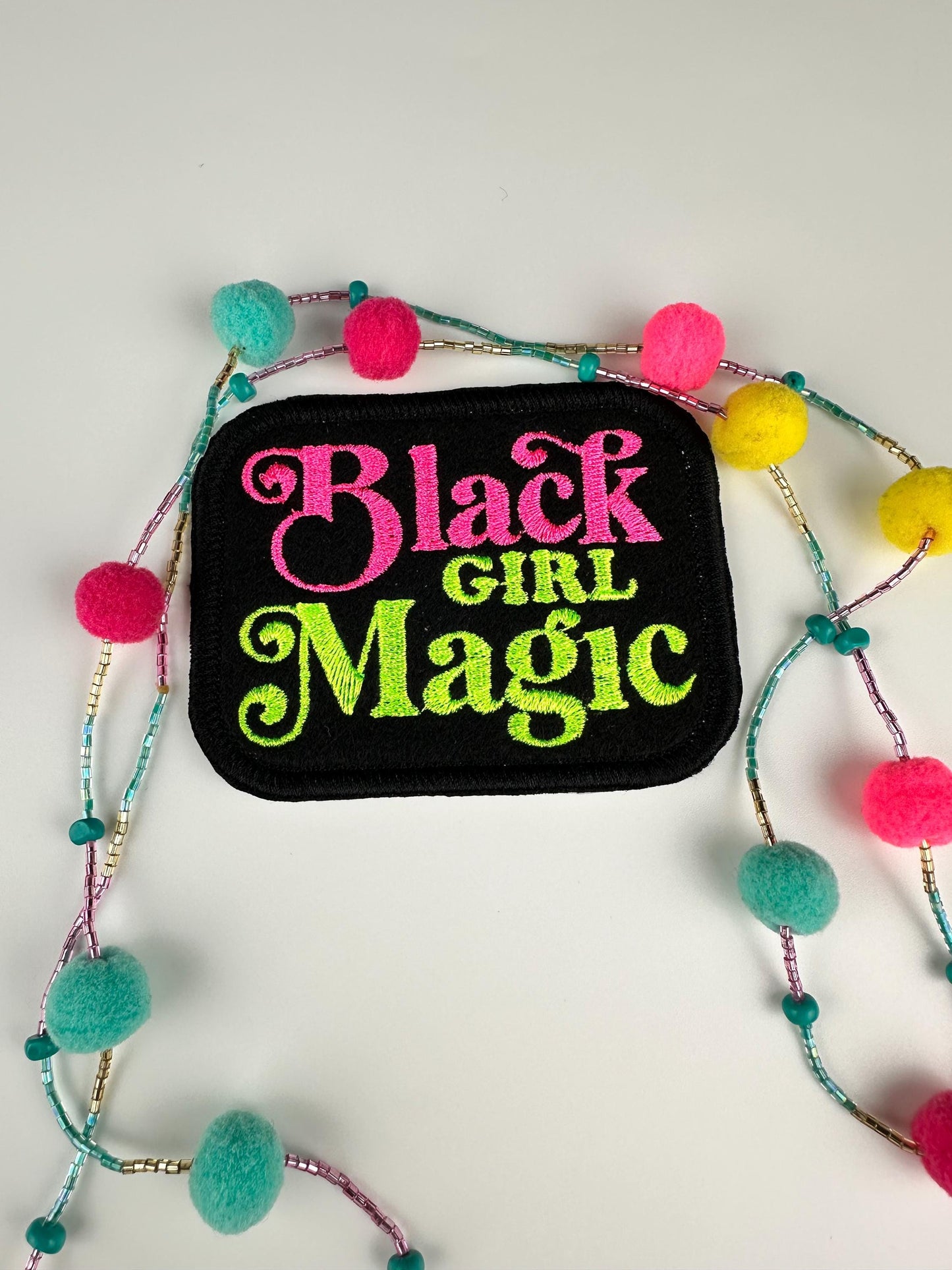 Black Girl Magic Sew On Embroidery Patch for Jeans with Iron on adhesive for placement. Great for Jackets. Black Girl Patch 7.00