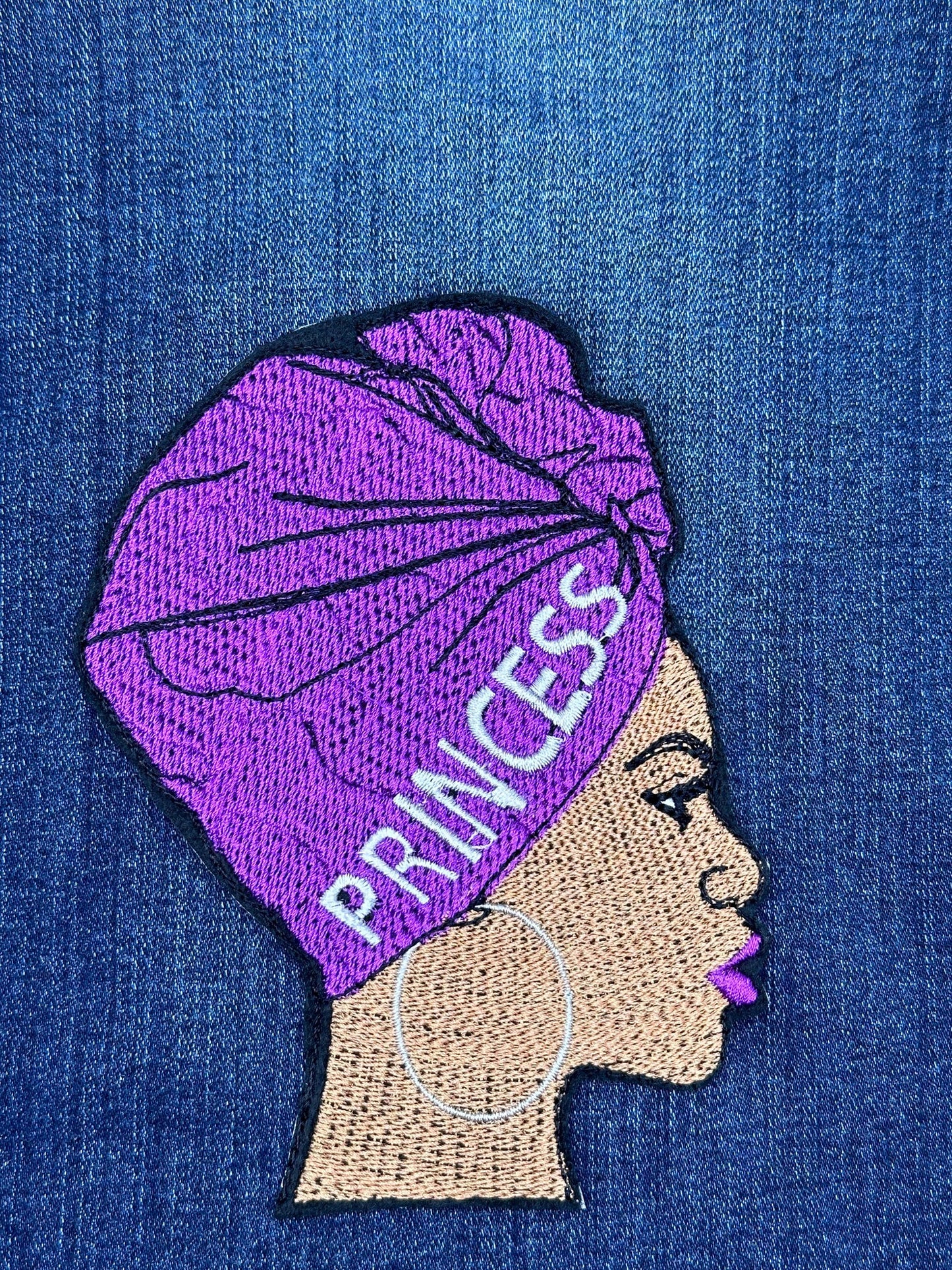 African Woman in Purple Headwrap Iron On Embroidery Patch. Beautiful Princess in Purple, Ethnic Woman, Graceful, Afro Woman 8.99