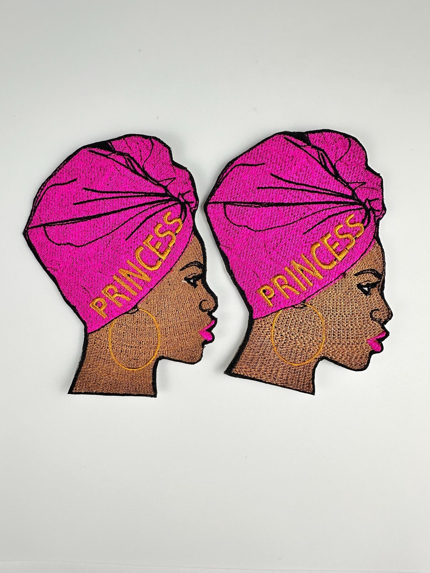 African Woman in Pink Headwrap Iron On Embroidery Patch. Beautiful Princess in Purple, Ethnic Woman, Graceful, Afro Woman 8.99