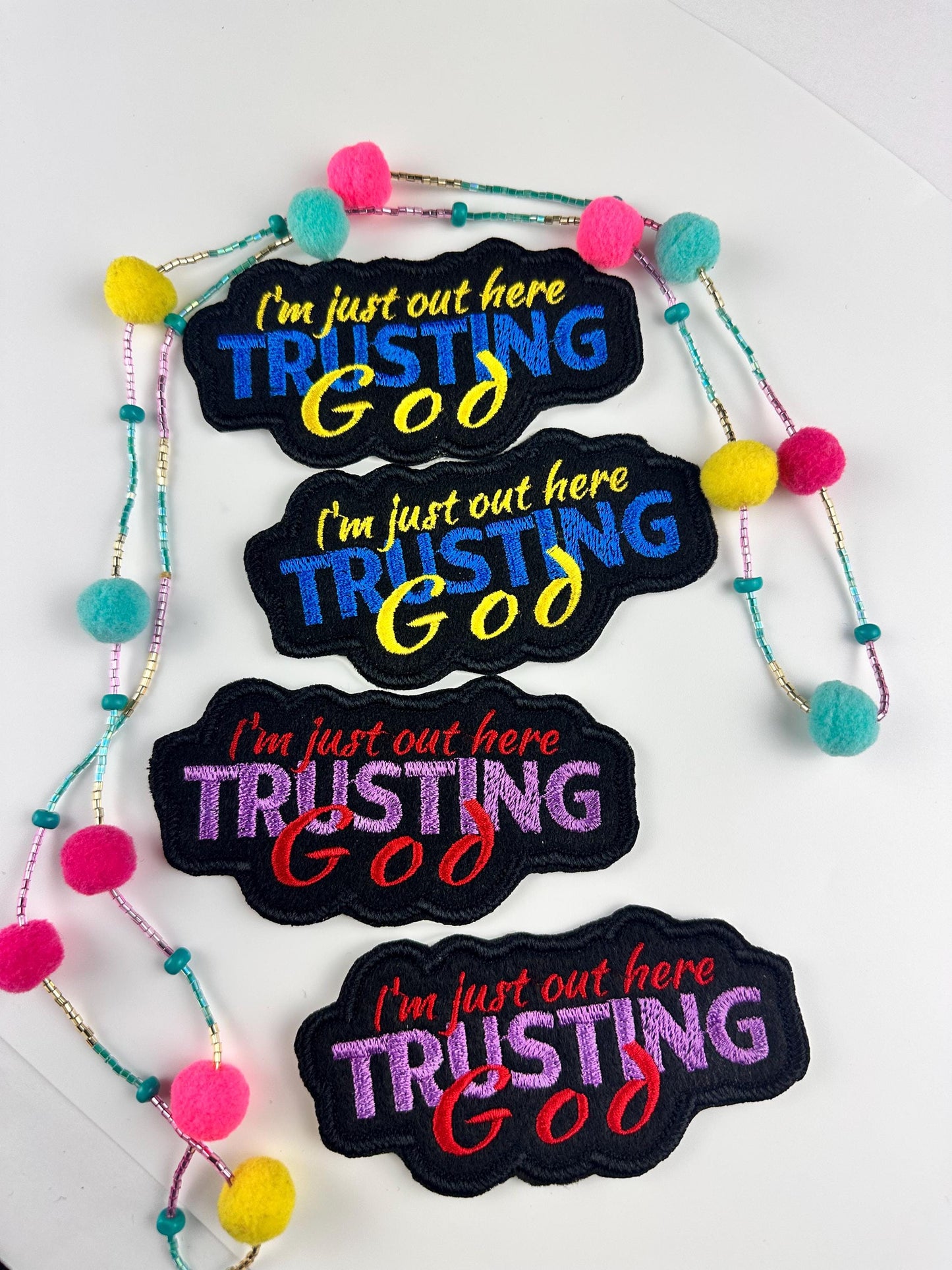 Trusting In God Sew On Embroidery Patch. 3D embroidery, Christian Embroidery. Great on Bible Covers or tote bags items. 6.33