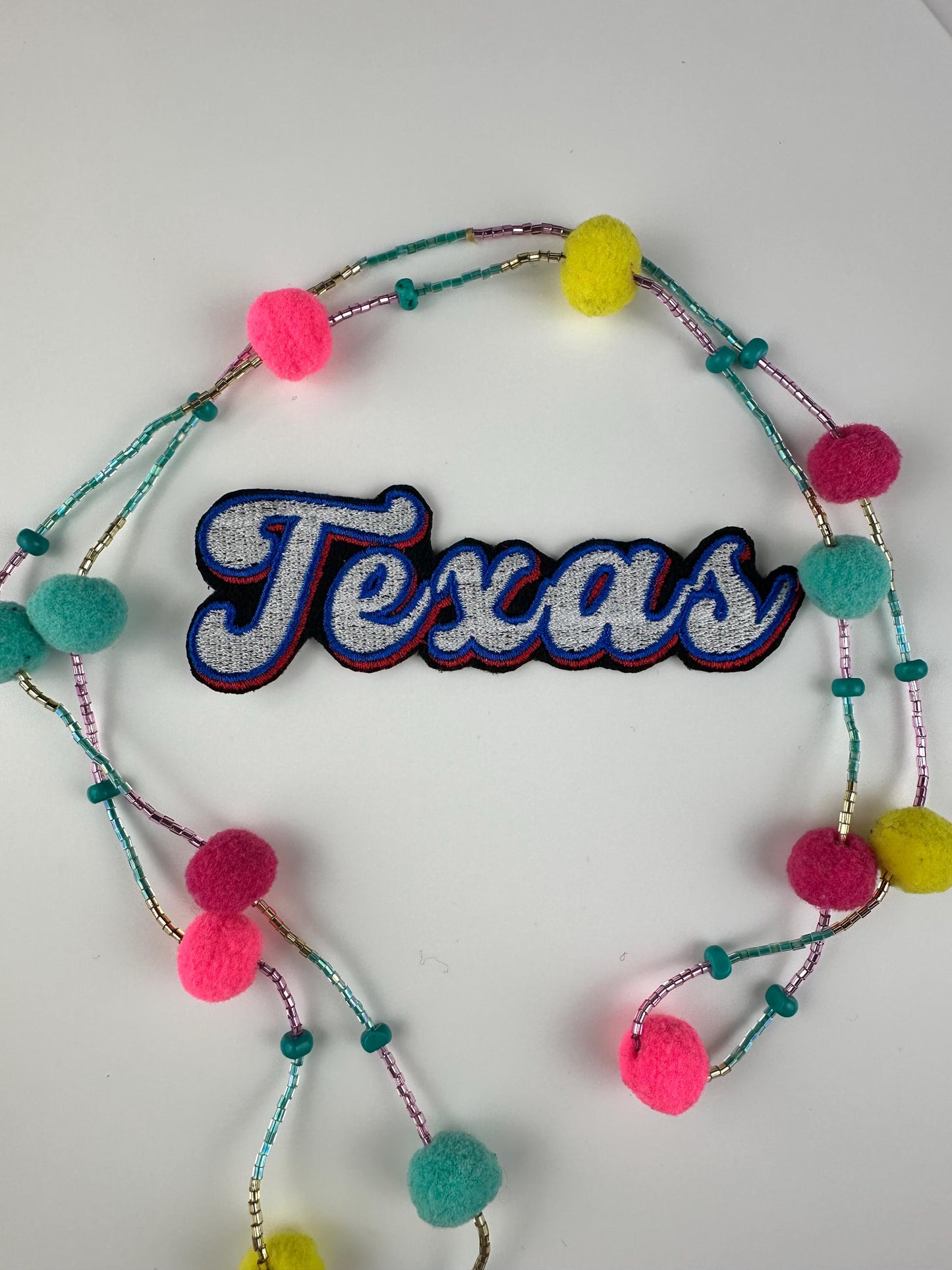 Texas Embroidery Sew On Patch with Adhesive Backing for Placement, Pink and Blue Texas Designs, State Pride Patch for Jackets & Bags