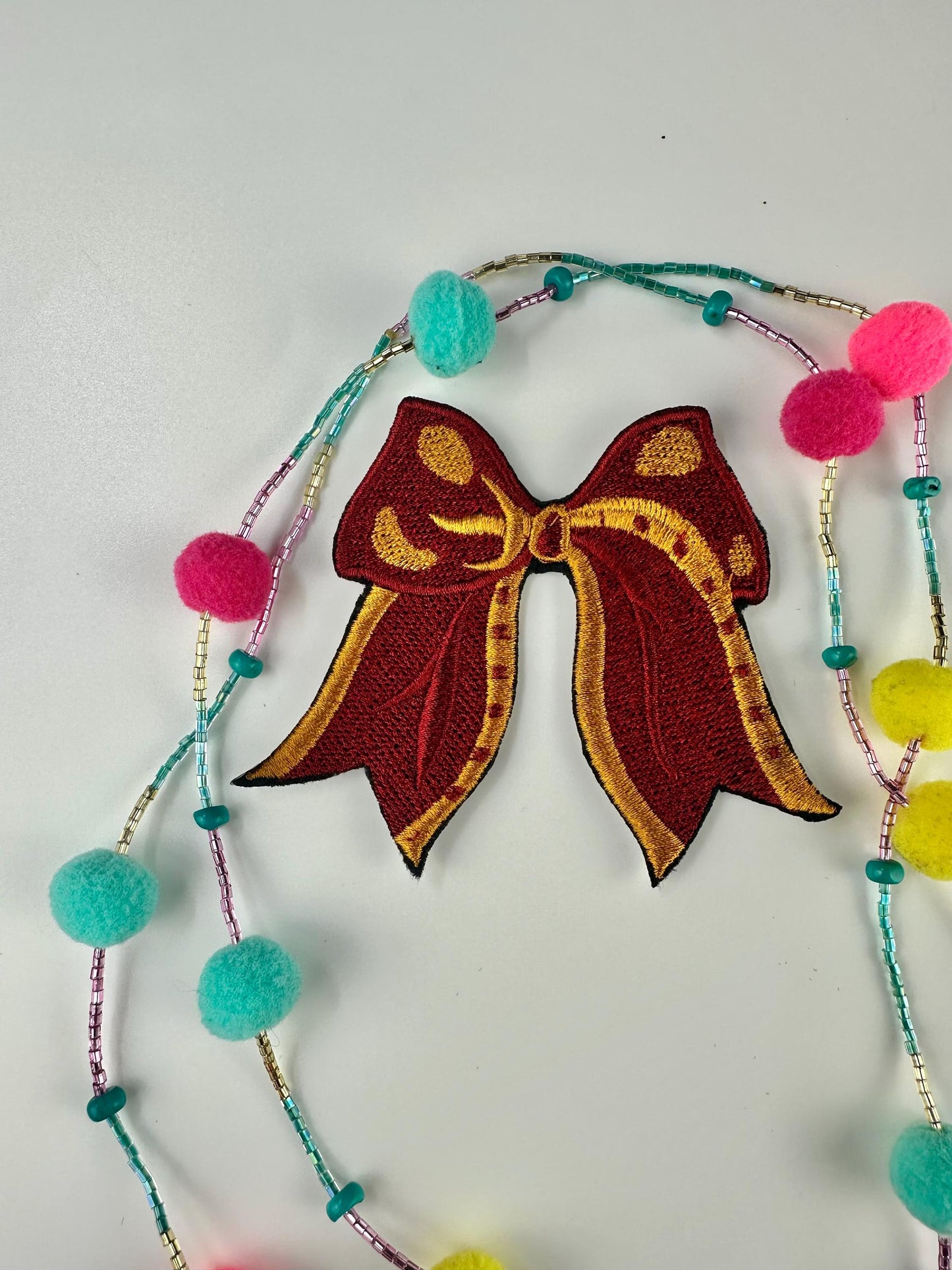 Cheer Bow Embroidery Patch – Cheerleader Bow, Spirit and Sports Patch. Maroon & gold, red ,white, and blue, football patch 8.88-9.99