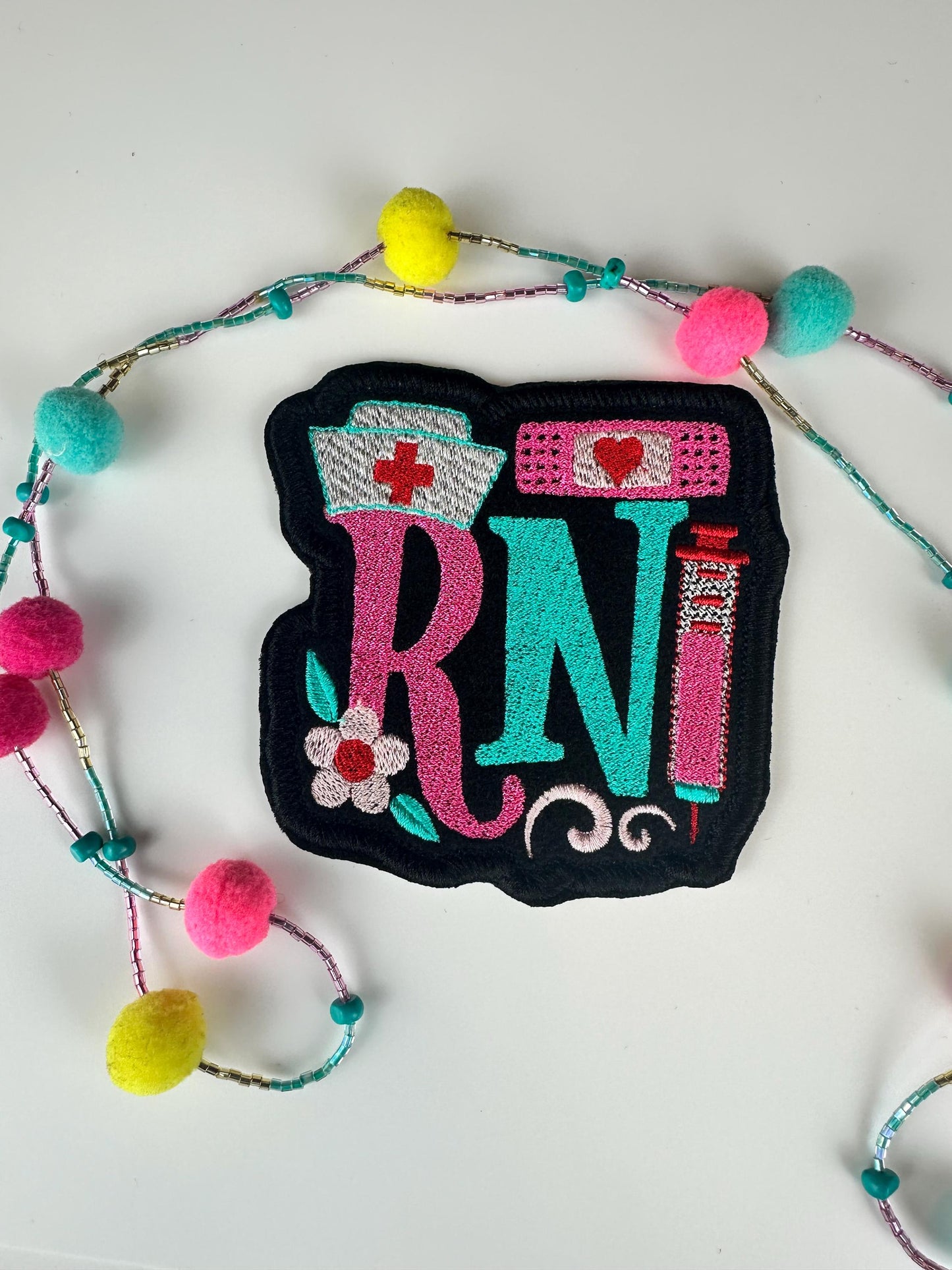 Embroidered RN Patch, Nurse Patch with Medical Tools, Band-aid & Needle, Sew On with Iron-On Adhesive for Placement