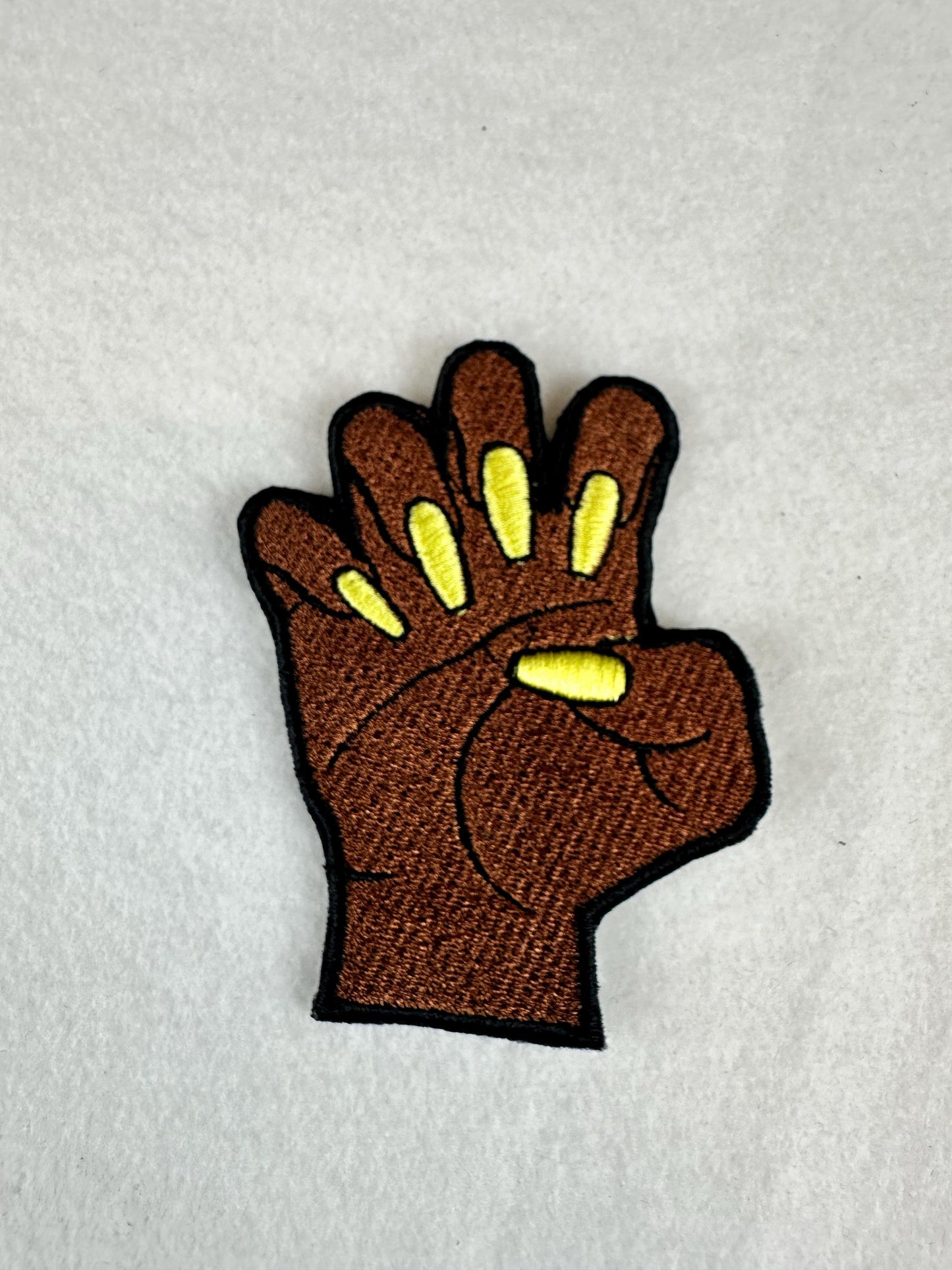 Fingernails and Hand Embroidery Patch, Afro Woman Sew On Patch with Iron-On Backing for Placement, Black Woman Fingernail Handmade Patch