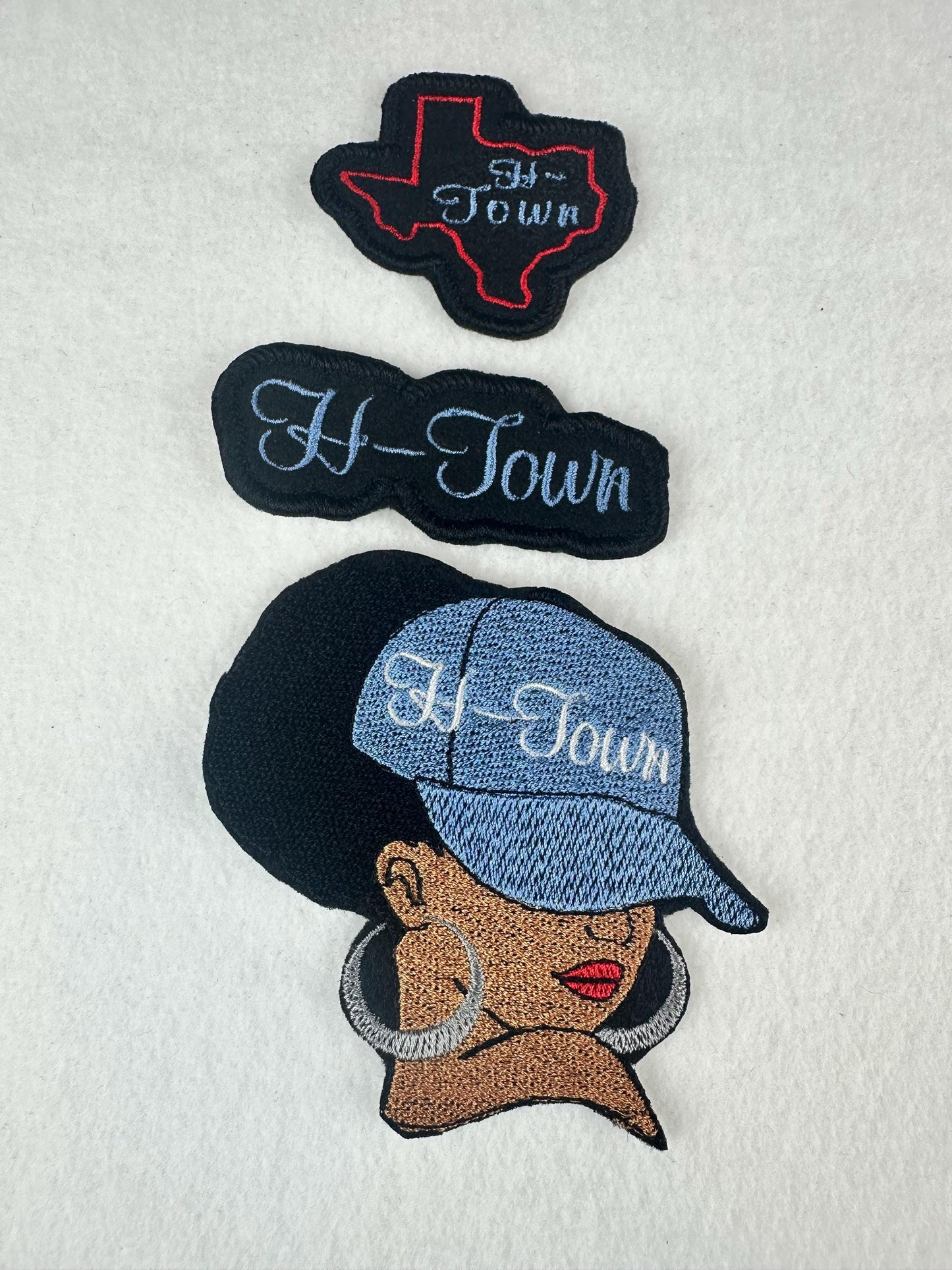 H-Town Embroidery Patch Bundle (Set of 3), Large Medium Small , Houston City Pride Patch Set, Sew On with Iron-On Adhesive for Placement