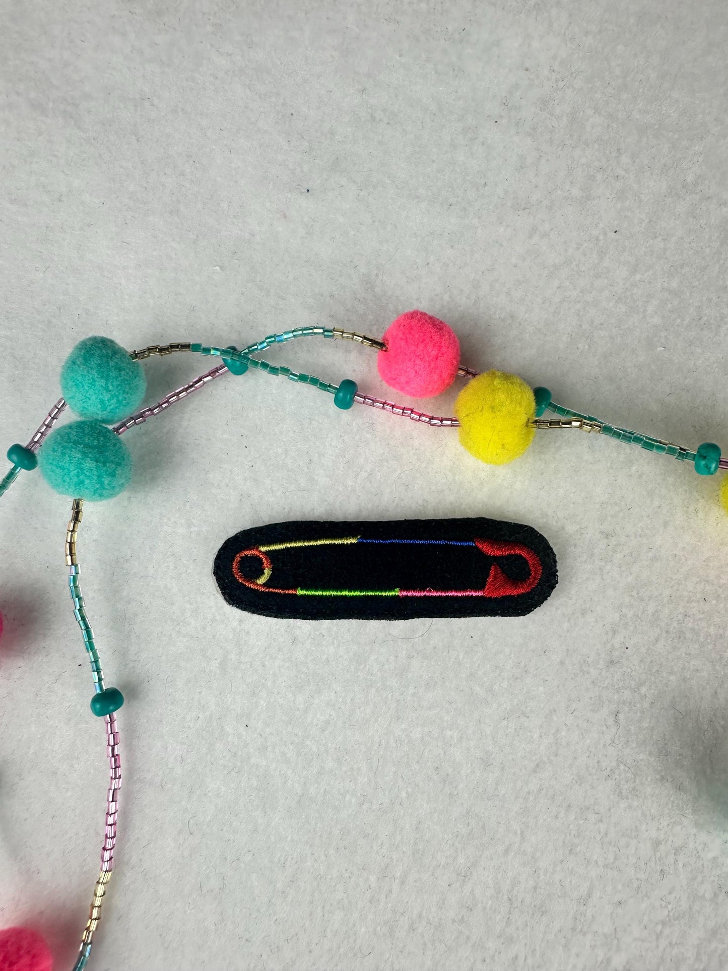Safety Pin Mini Embroidery Patch, Colorful Mini Patch, 2 5/8" x 3/4", Sew On with Iron-On Adhesive for Placement, Jacket Bag Patch