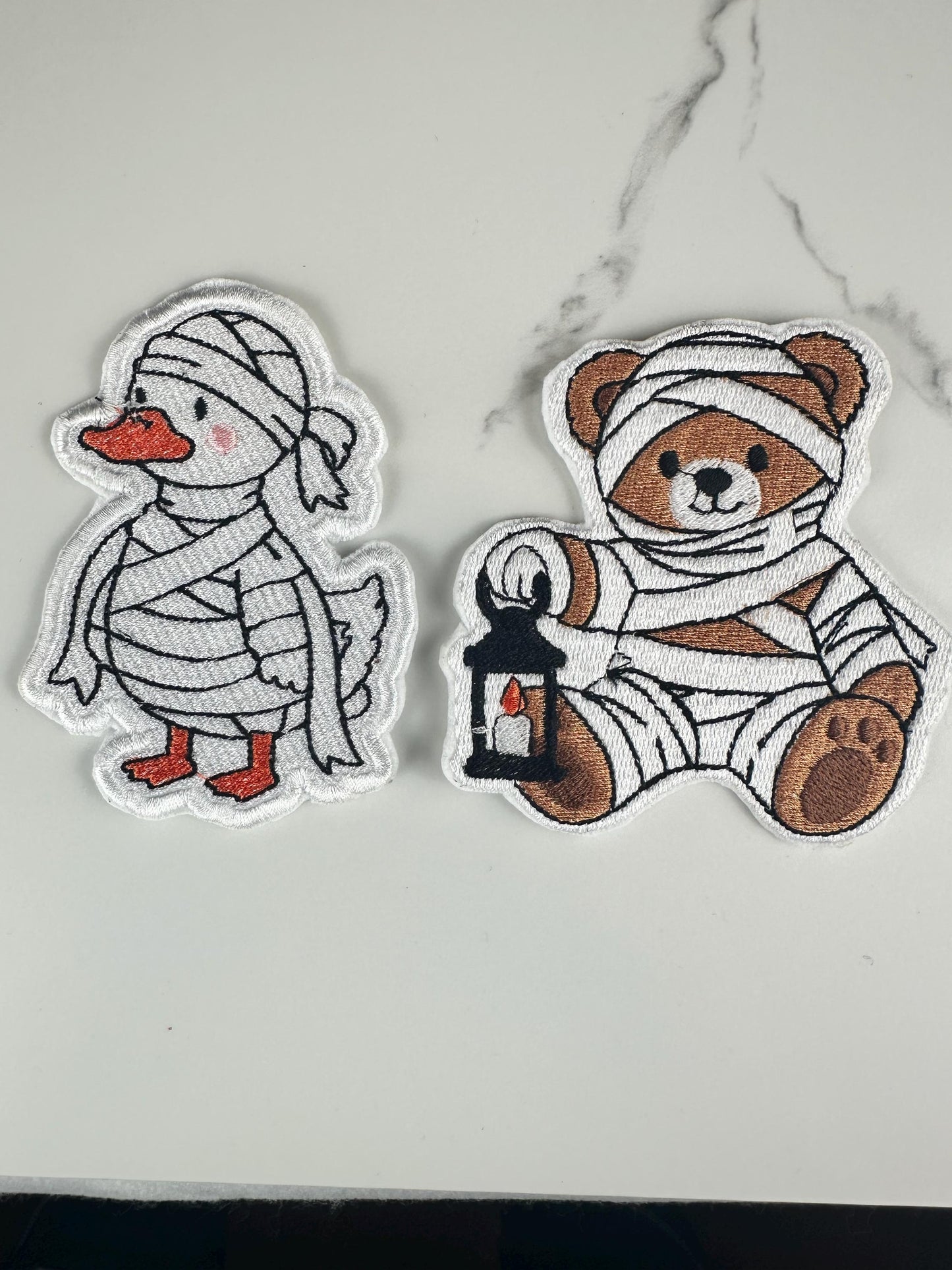 Mummy Duck Embroidered Patch | Cute Halloween Duck| Spooky Waterfowl Applique | Trick or Treat Jacket Patch | Fall Backpack