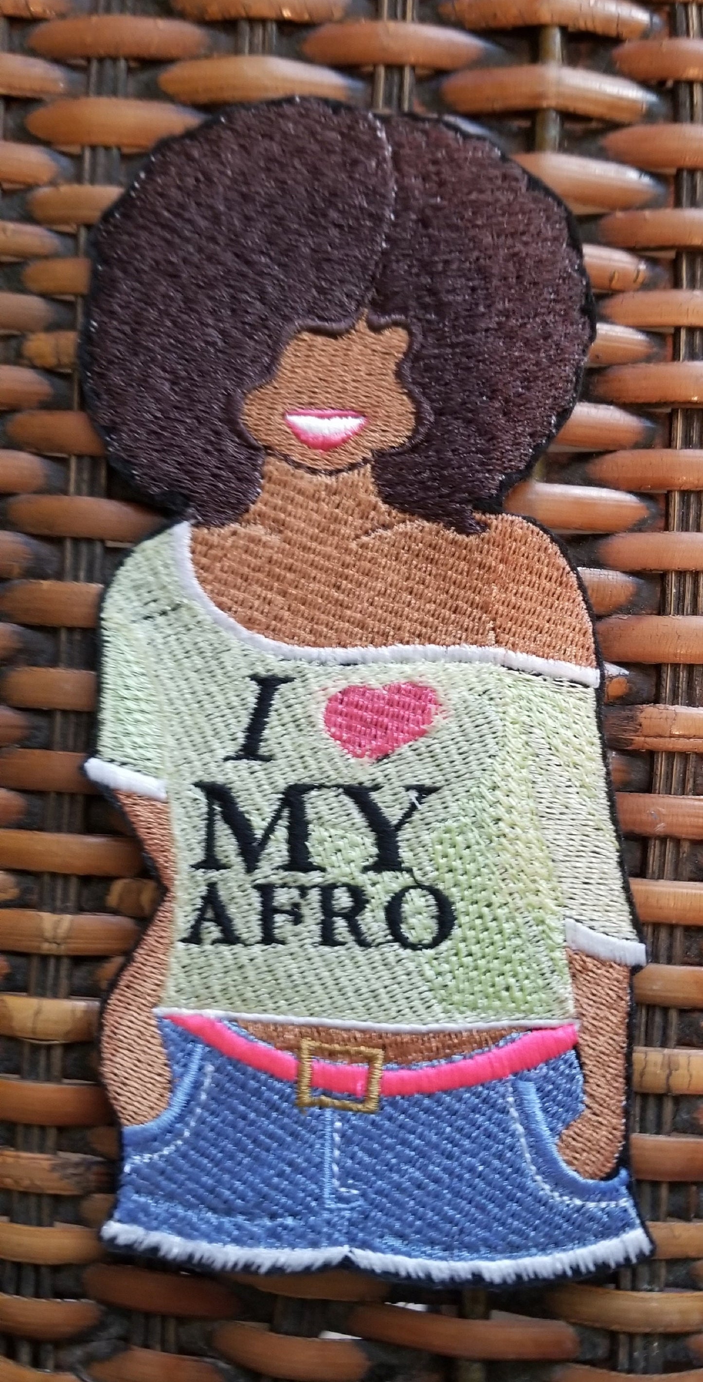 Love My Afro Woman SEW on Embroidery Patches gift,  3D Afro woman patch. Hand Made Patches, Gift's for Her, Birthday Gift. 8.00