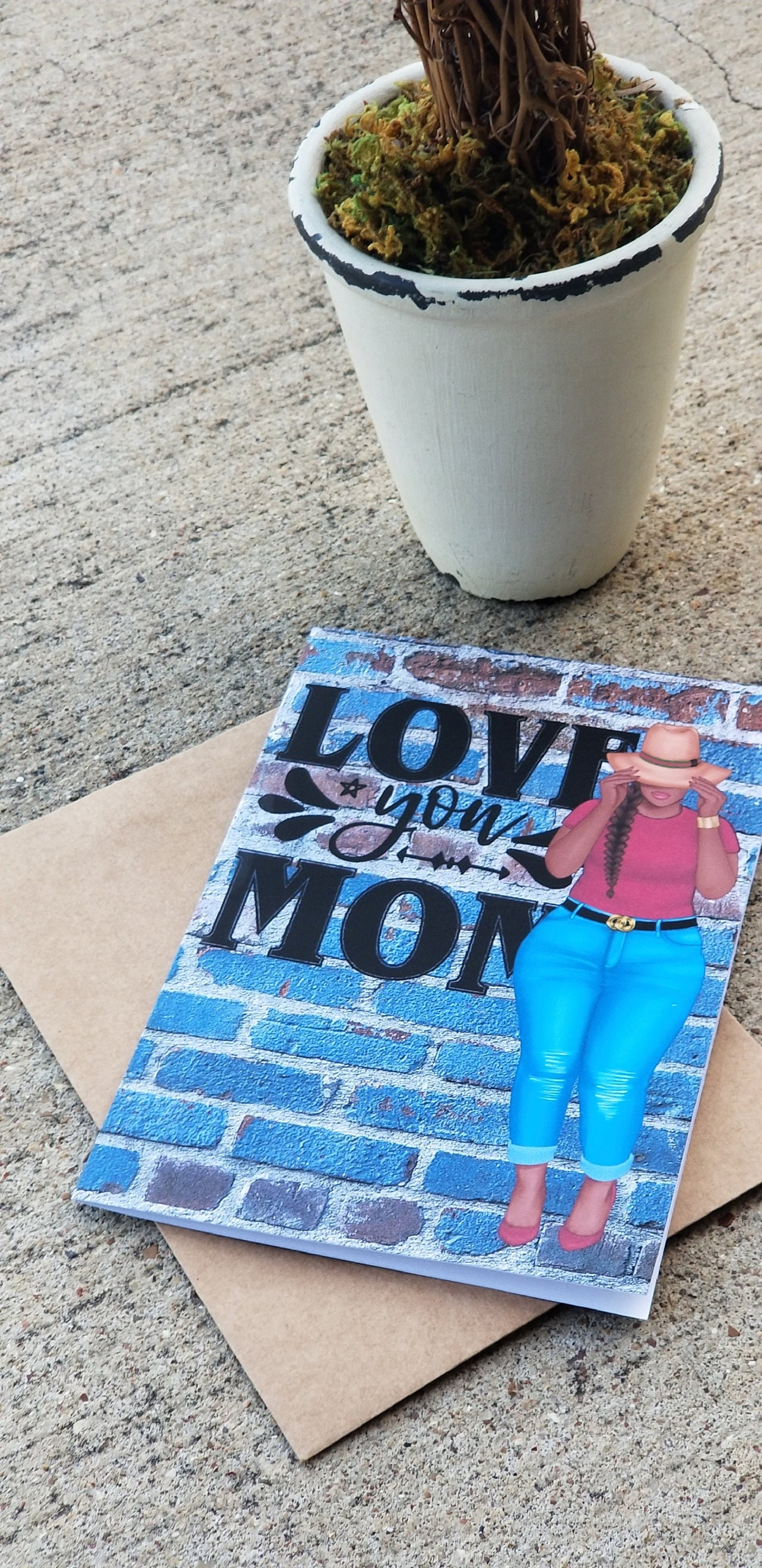 African American Mother's Day Greeting Card, Black Greeting Card, Black Woman Card, Love You Mom, Handmade Cards 5.00