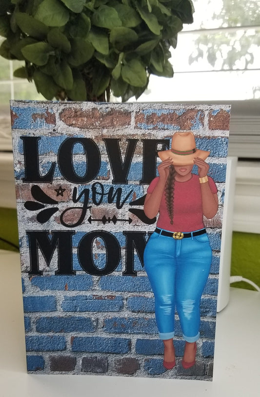 African American Mother's Day Greeting Card, Black Greeting Card, Black Woman Card, Love You Mom, Handmade Cards 5.00