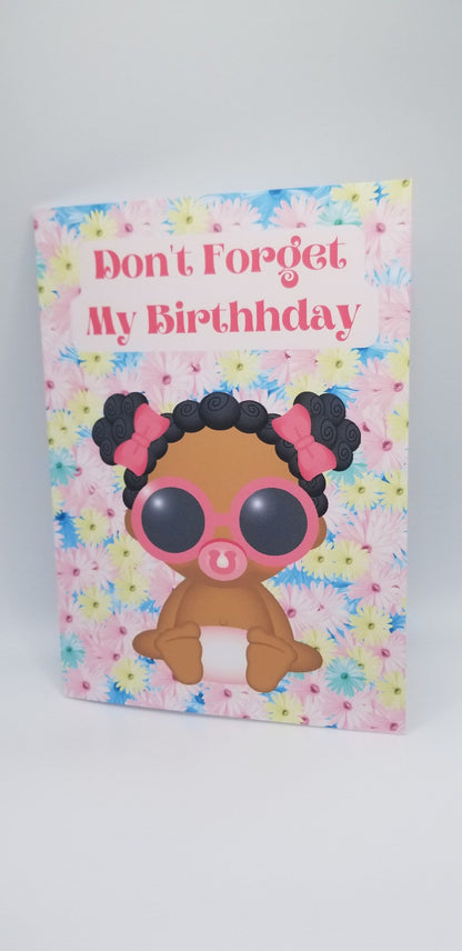 Black Baby Invitation, Birthday Card for Black Kids Party, African American Greeting Cards, Invitation for Birthday, 5X7 Greeting Card 7.50