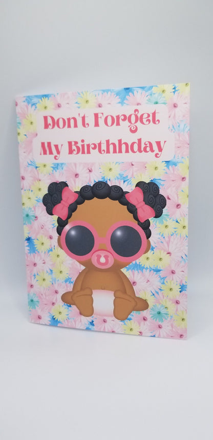Black Baby Invitation, Birthday Card for Black Kids Party, African American Greeting Cards, Invitation for Birthday, 5X7 Greeting Card 7.50