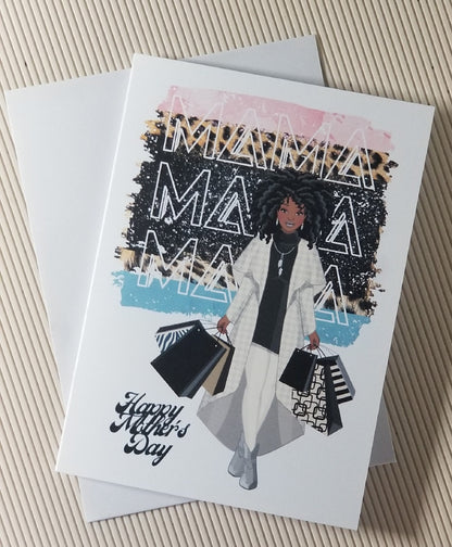 African American Mother's Day Greeting Card, Black Greeting Card, Black Woman Card, Mother Birthday, Handmade Cards 5.00