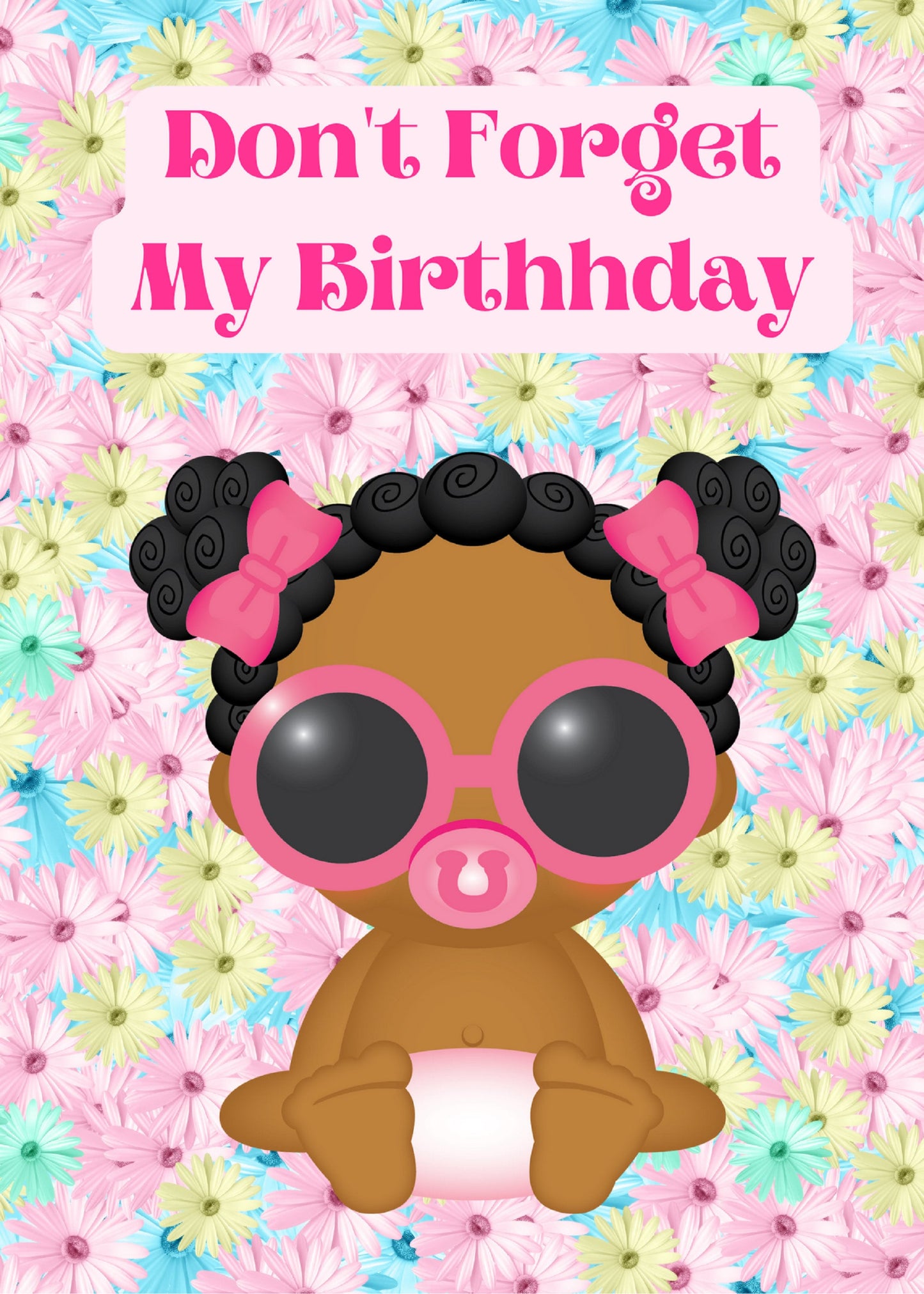 Black Baby Invitation, Birthday Card for Black Kids Party, African American Greeting Cards, Invitation for Birthday, 5X7 Greeting Card 7.50