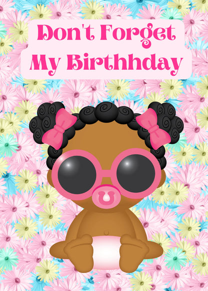 Black Baby Invitation, Birthday Card for Black Kids Party, African American Greeting Cards, Invitation for Birthday, 5X7 Greeting Card 7.50
