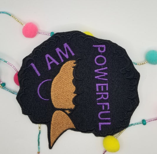 Black Woman Embroidery Sew On Patch with Iron on backing for placement.  Beautiful, Worthy, Valuable,  Patches. Handmade Patches, 10.00