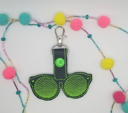 Embroidered Sunglasses Key Fob: Bold Sun Shades Key Ring