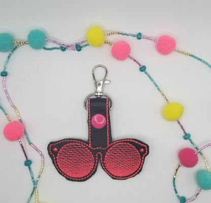 Embroidered Sunglasses Key Fob: Bold Sun Shades Key Ring