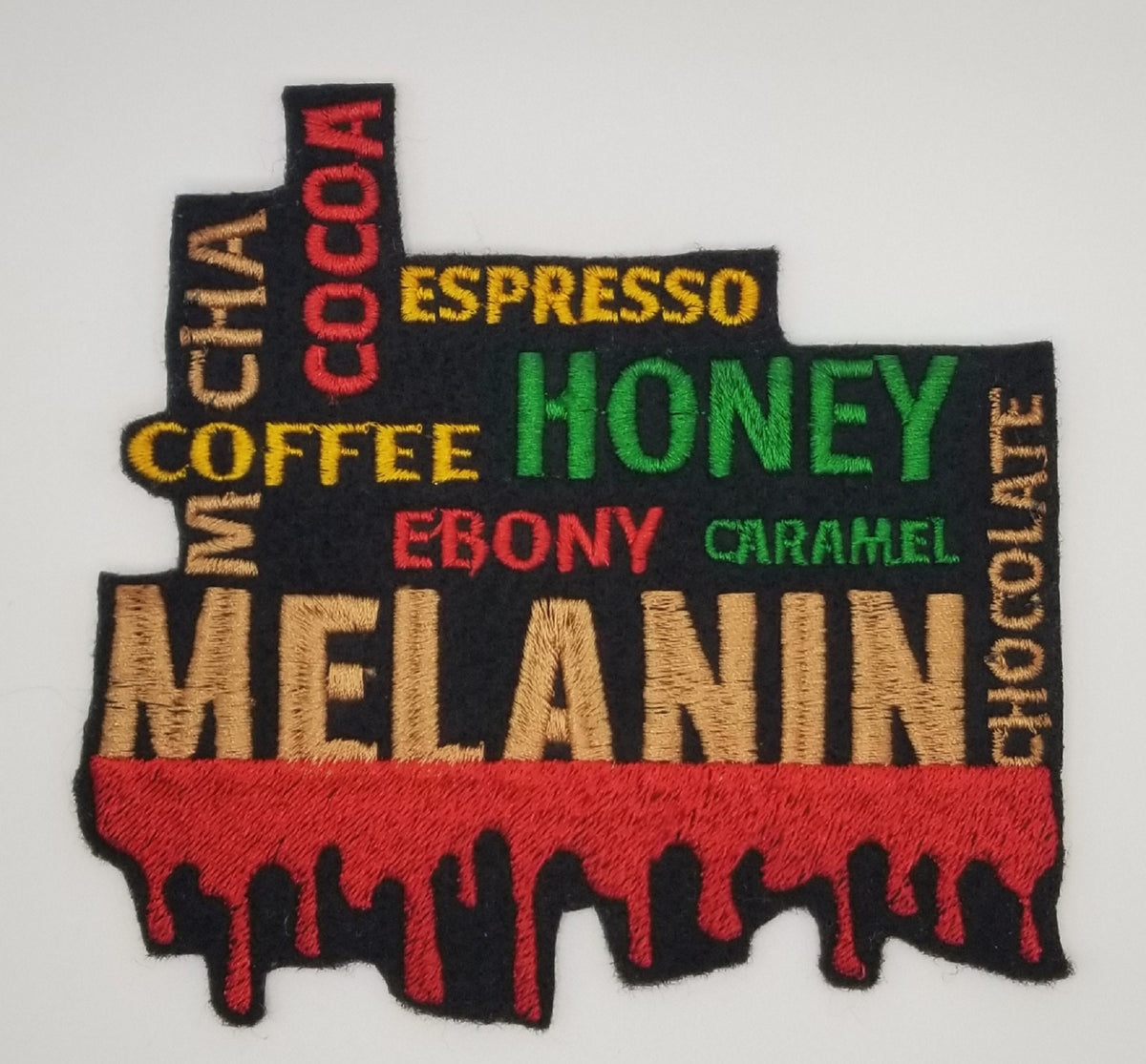 Melanin Large Honey Ebony Caramel Coffee Sew On Embroidery Patch with Iron on backing. Patch for Jeans Jacket Designs, ***12.00