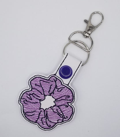 Scrunchie Key Fob Embroidered in Pink, purple lavender, and other Colors. Ready for your Keys. 5.00