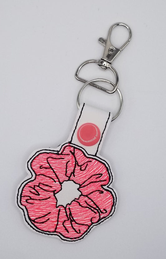 Scrunchie Key Fob Embroidered in Pink, purple lavender, and other Colors. Ready for your Keys. 5.00