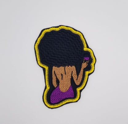 Black Woman “Wine Not” Embroidery Patch (Small), 3D Black Woman with Wine Glass, 3" x 4" Diva Sew On Patch for Jackets & Bags
