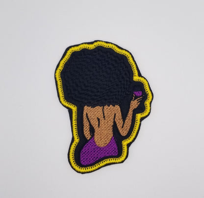 Black Woman “Wine Not” Embroidery Patch (Small), 3D Black Woman with Wine Glass, 3" x 4" Diva Sew On Patch for Jackets & Bags