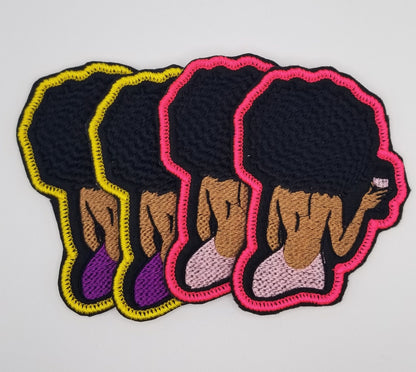Black Woman “Wine Not” Embroidery Patch (Small), 3D Black Woman with Wine Glass, 3" x 4" Diva Sew On Patch for Jackets & Bags