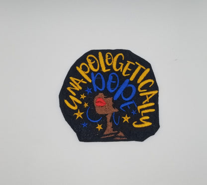 Unapologetically Dope 2 Color Afro Women Sew On with adhesive backing for placement. Embroidery Patch,  Afro Patch, Handmade Patch, 8.00