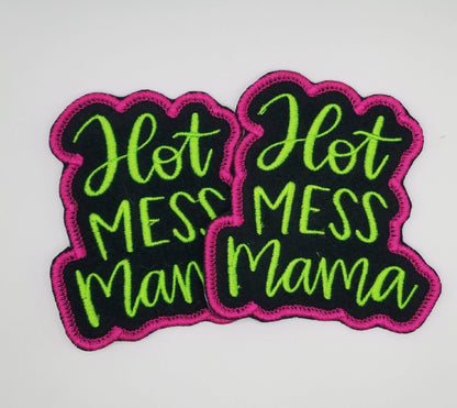 Hot Mess Mama Embroidery Patch, Fun Mom and Grandma Sew On Patch, Funny Mom Gift Applique for Jackets, Bags & Hats