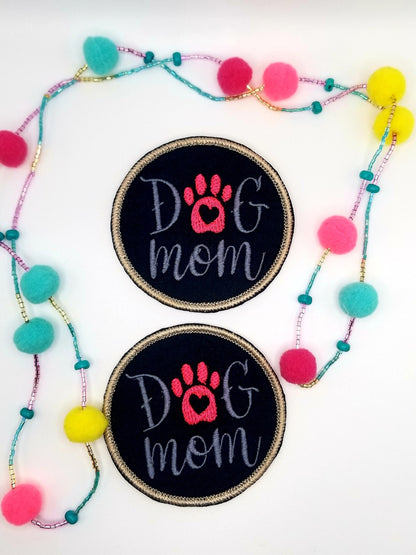 Dog Mom Embroidery Sew On Patch, Dog Lover Patch for Jackets, Bags & Hats