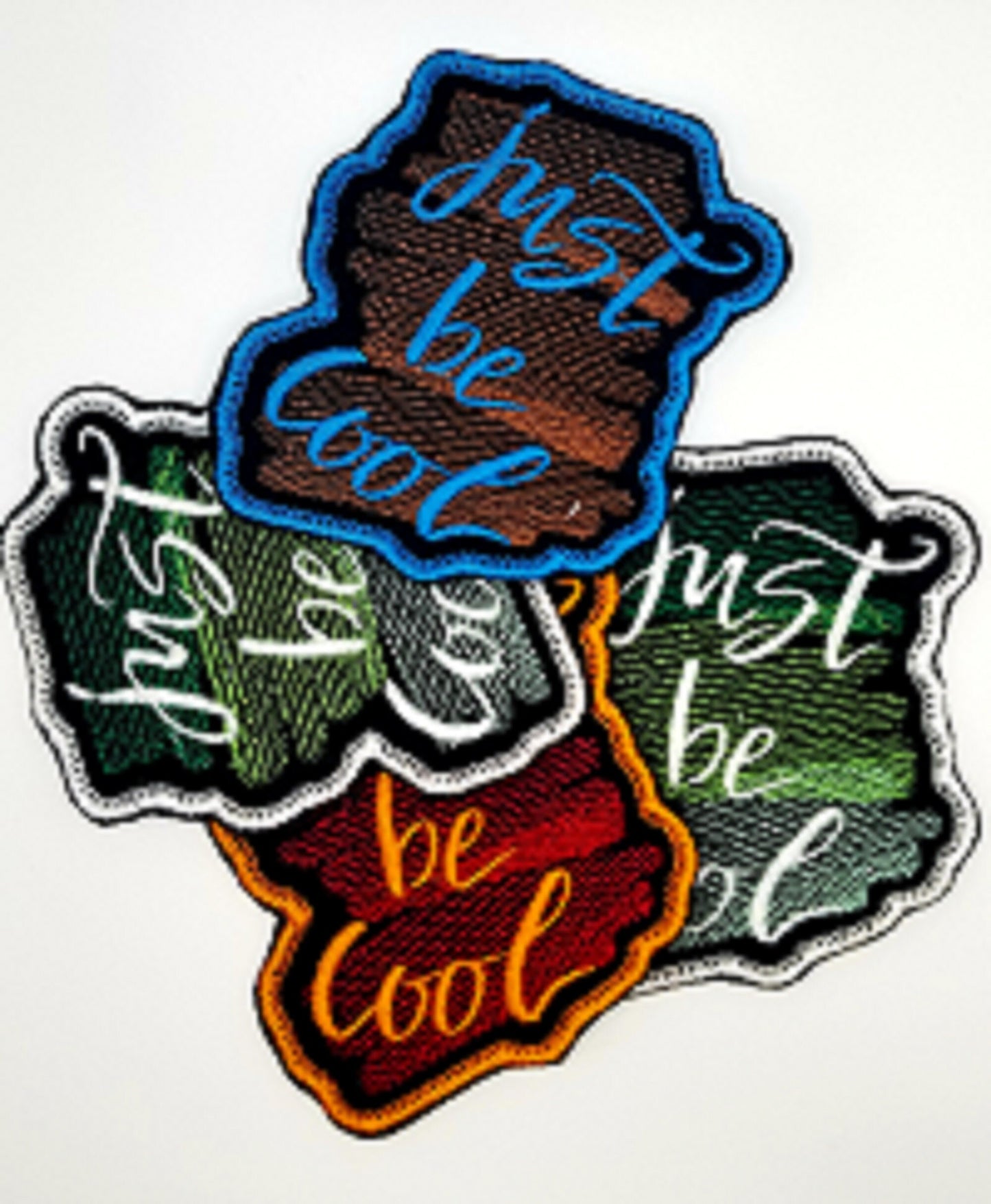 Just Be Cool Embroidery Patch, Sew On Patch with Iron-On Backing for Placement, Popping Color Patch for Jeans & Jacket Designs