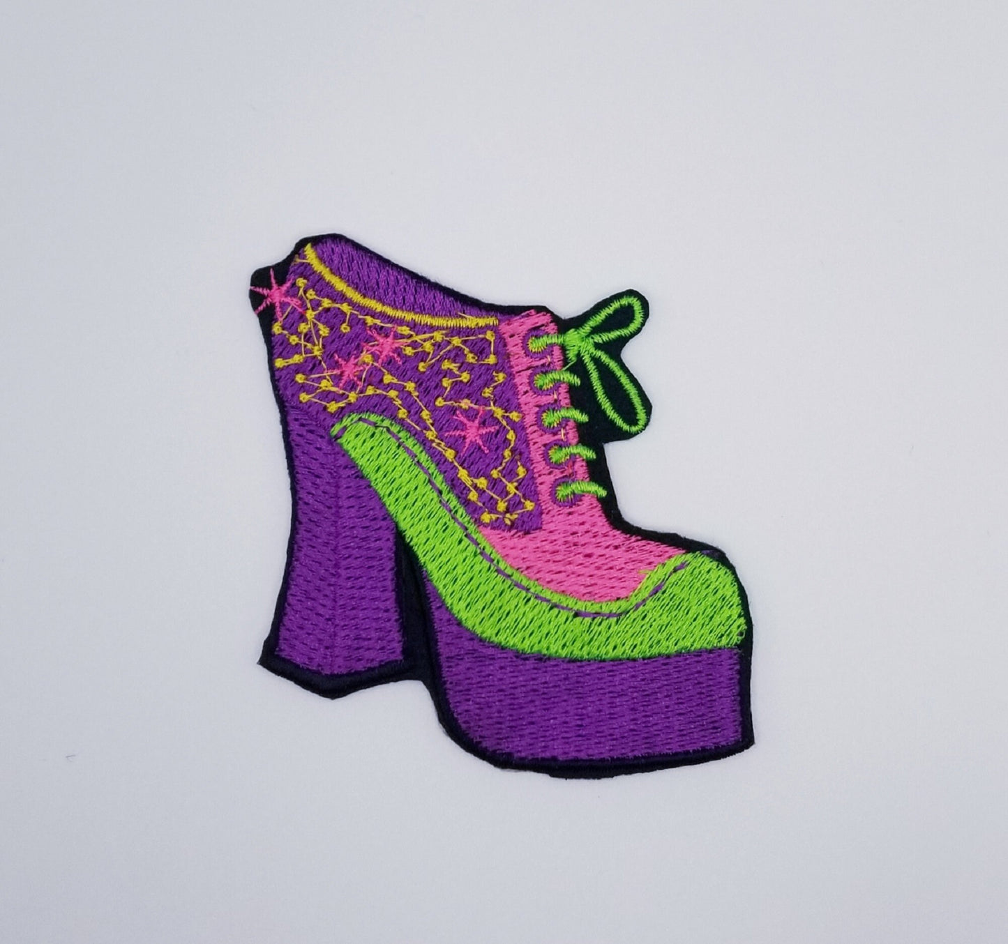 Retro Platform Shoes Iron on Embroidery.  So Cool!!! Great for Jeans for Jackets and Bags..5.00